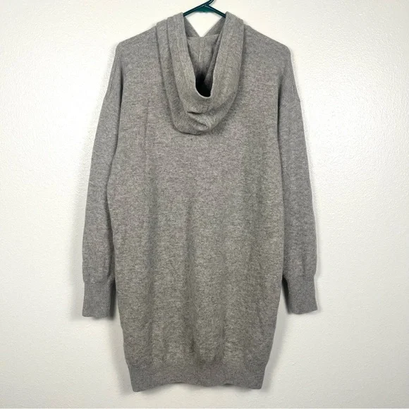 Naadam Wool & Cashmere Heather Gray Hooded Sweater Tunic Sweatshirt Dress Small - Picture 7 of 7